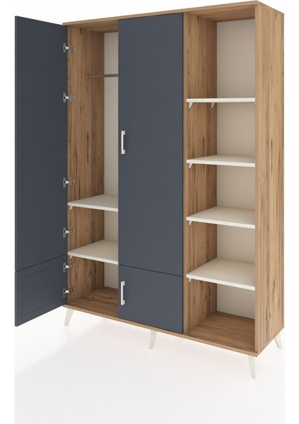 Hyperion Dolap 6 Raflı 4 Kapaklı Tek Askılı 132X44X195 Çam-Antrasit/aytaşı modelleri