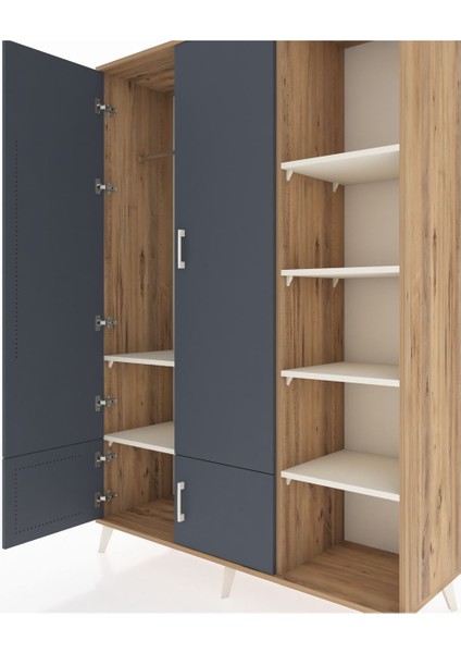 Hyperion Dolap 6 Raflı 4 Kapaklı Tek Askılı 132X44X195 Çam-Antrasit/aytaşı fırsatları