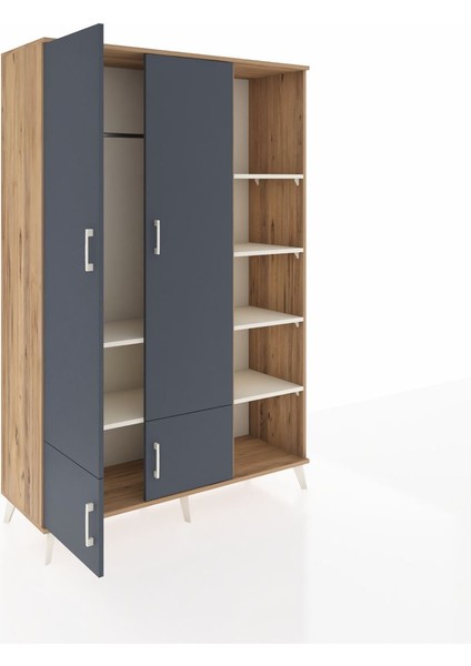Hyperion Dolap 6 Raflı 4 Kapaklı Tek Askılı 132X44X195 Çam-Antrasit/aytaşı indirimleri