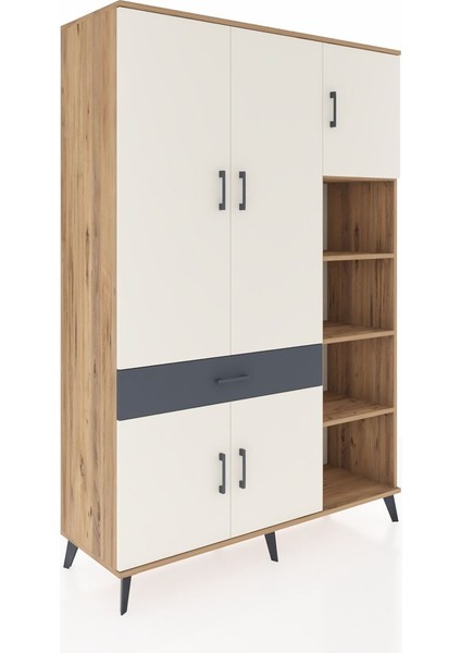 Hyperion Dolap 10 Raflı Tek Çekmeceli 5 Kapaklı 132X44X195 Çam-Aytaşı/antrasit fiyatları