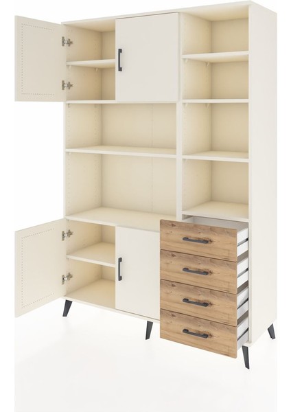 Hyperion Dolap 9 Raflı 4 Çekmeceli 4 Kapaklı 132X44X195 Aytaşı-Aytaşı/çam modelleri