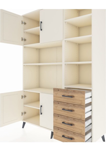 Hyperion Dolap 9 Raflı 4 Çekmeceli 4 Kapaklı 132X44X195 Aytaşı-Aytaşı/çam fırsatları