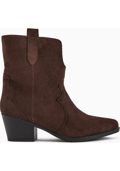 Erica Kahve Süet Topuklu Western Kadın Bot