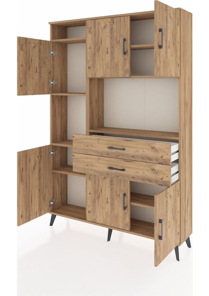 Arges Dolap 8 Raflı 2 Çekmeceli 6 Kapaklı 132X30X195 Çam-Çam/çam modelleri