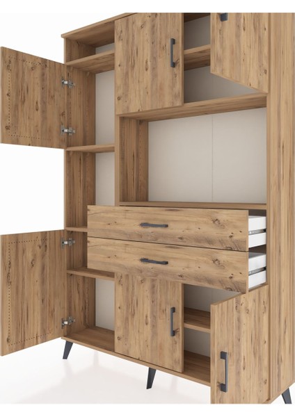 Arges Dolap 8 Raflı 2 Çekmeceli 6 Kapaklı 132X30X195 Çam-Çam/çam fırsatları