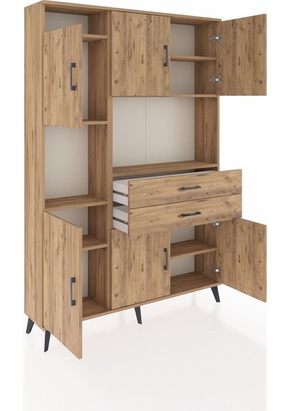 Arges Dolap 8 Raflı 2 Çekmeceli 6 Kapaklı 132X30X195 Çam-Çam/çam indirimleri