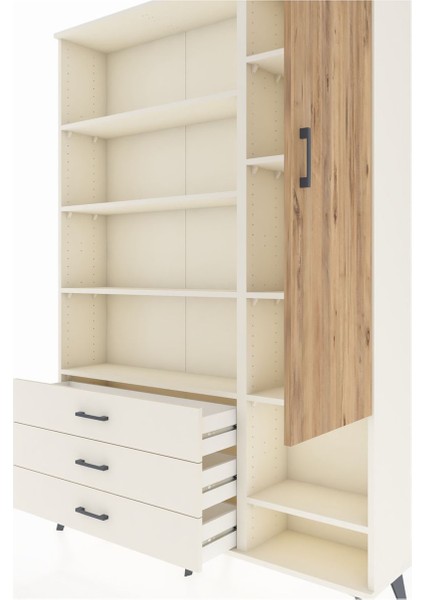 Arges Dolap 9 Raflı 3 Çekmeceli Tek Kapaklı 132X30X195 Aytaşı-Çam/aytaşı fırsatları