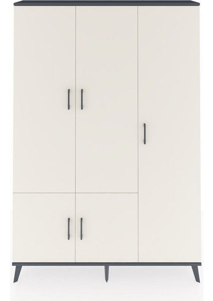 Arges Dolap 7 Raflı 5 Kapaklı Tek Askılı 132X30X195 Antrasit-Aytaşı/antrasit