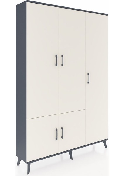 Arges Dolap 7 Raflı 5 Kapaklı Tek Askılı 132X30X195 Antrasit-Aytaşı/antrasit fiyatları