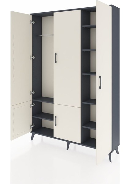 Arges Dolap 7 Raflı 5 Kapaklı Tek Askılı 132X30X195 Antrasit-Aytaşı/antrasit modelleri