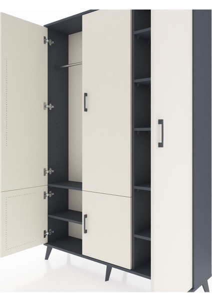 Arges Dolap 7 Raflı 5 Kapaklı Tek Askılı 132X30X195 Antrasit-Aytaşı/antrasit fırsatları