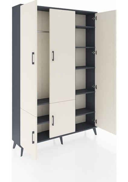 Arges Dolap 7 Raflı 5 Kapaklı Tek Askılı 132X30X195 Antrasit-Aytaşı/antrasit indirimleri