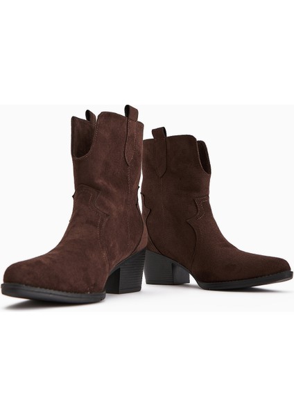 Erica Kahve Süet Topuklu Western Kadın Bot indirimleri