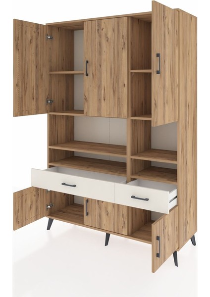 Hyperion Dolap 8 Raflı 2 Çekmeceli 6 Kapaklı 132X44X195 Çam-Çam/aytaşı modelleri