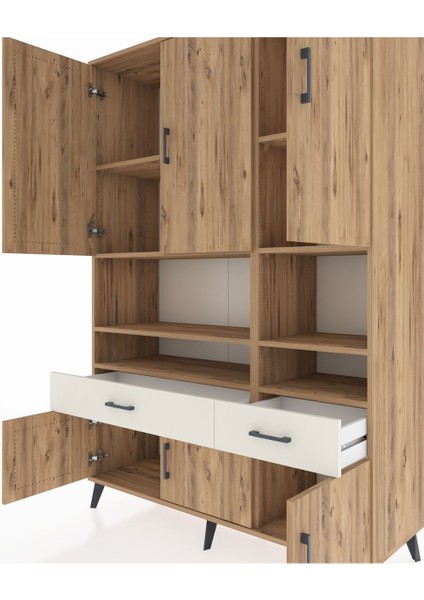 Hyperion Dolap 8 Raflı 2 Çekmeceli 6 Kapaklı 132X44X195 Çam-Çam/aytaşı fırsatları