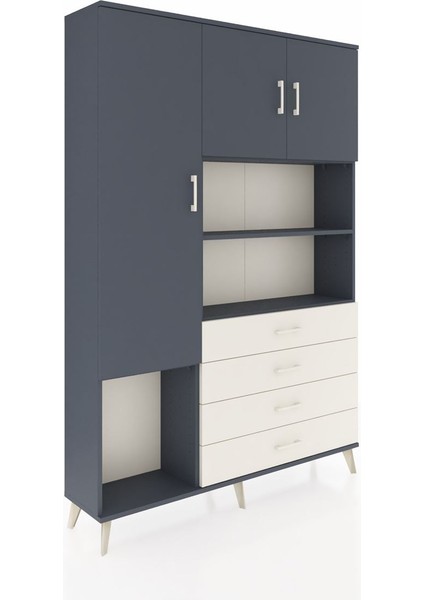Arges Dolap 7 Raflı 4 Çekmeceli 3 Kapaklı 132X30X195 Antrasit-Antrasit/aytaşı fiyatları