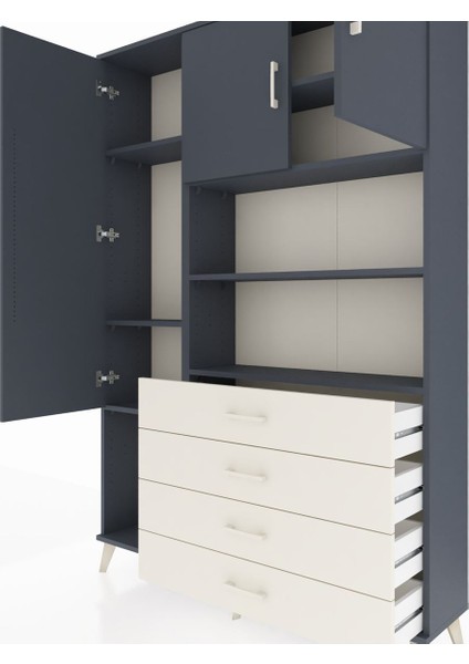 Arges Dolap 7 Raflı 4 Çekmeceli 3 Kapaklı 132X30X195 Antrasit-Antrasit/aytaşı fırsatları