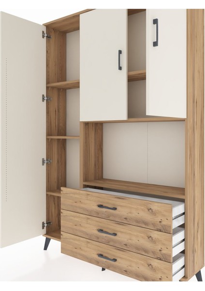 Arges Dolap 6 Raflı 3 Çekmeceli 3 Kapaklı 132X30X195 Çam-Aytaşı/çam fırsatları