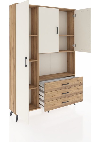 Arges Dolap 6 Raflı 3 Çekmeceli 3 Kapaklı 132X30X195 Çam-Aytaşı/çam indirimleri