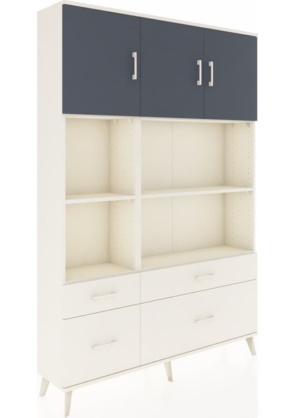 Arges Dolap 8 Raflı 4 Çekmeceli 3 Kapaklı 132X30X195 Aytaşı-Antrasit/aytaşı fiyatları