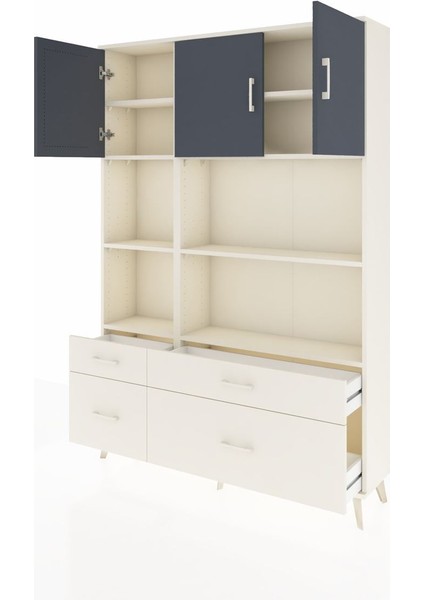 Arges Dolap 8 Raflı 4 Çekmeceli 3 Kapaklı 132X30X195 Aytaşı-Antrasit/aytaşı modelleri