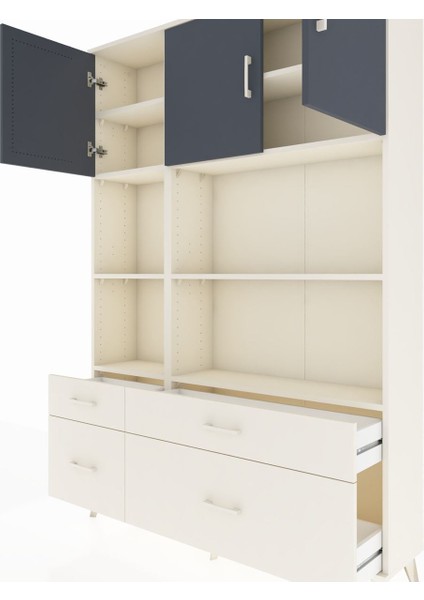 Arges Dolap 8 Raflı 4 Çekmeceli 3 Kapaklı 132X30X195 Aytaşı-Antrasit/aytaşı fırsatları