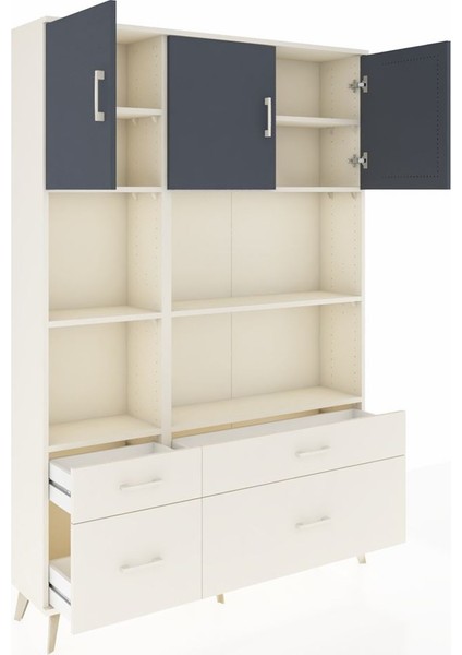 Arges Dolap 8 Raflı 4 Çekmeceli 3 Kapaklı 132X30X195 Aytaşı-Antrasit/aytaşı indirimleri