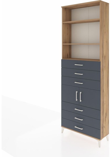 Arges Dolap 4 Raflı 6 Çekmeceli 2 Kapaklı 88X30X243 Çam-Antrasit modelleri