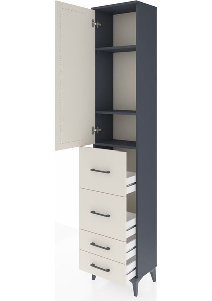 Arges Dolap 3 Raflı 4 Çekmeceli Tek Kapaklı 44X30X221 Antrasit-Aytaşı fırsatları