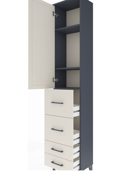 Arges Dolap 3 Raflı 4 Çekmeceli Tek Kapaklı 44X30X221 Antrasit-Aytaşı indirimleri