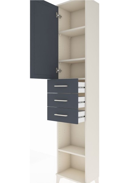 Arges Dolap 4 Raflı 3 Çekmeceli Tek Kapaklı 44X30X221 Aytaşı-Antrasit indirimleri