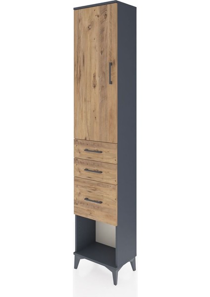 Arges Dolap 3 Raflı 3 Çekmeceli Tek Kapaklı 44X30X221 Antrasit-Çam modelleri