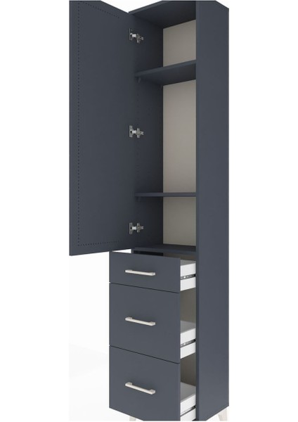 Arges Dolap 3 Raflı 3 Çekmeceli Tek Kapaklı 44X30X221 Antrasit-Antrasit indirimleri