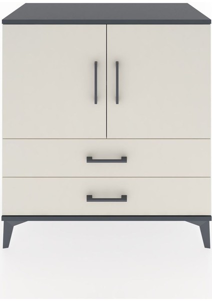 Hyperion Şifonyer 2 Raflı 2 Çekmeceli 2 Kapaklı 88X44X96 Antrasit-Aytaşı