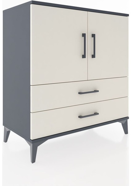 Hyperion Şifonyer 2 Raflı 2 Çekmeceli 2 Kapaklı 88X44X96 Antrasit-Aytaşı fiyatları