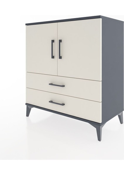 Hyperion Şifonyer 2 Raflı 2 Çekmeceli 2 Kapaklı 88X44X96 Antrasit-Aytaşı modelleri