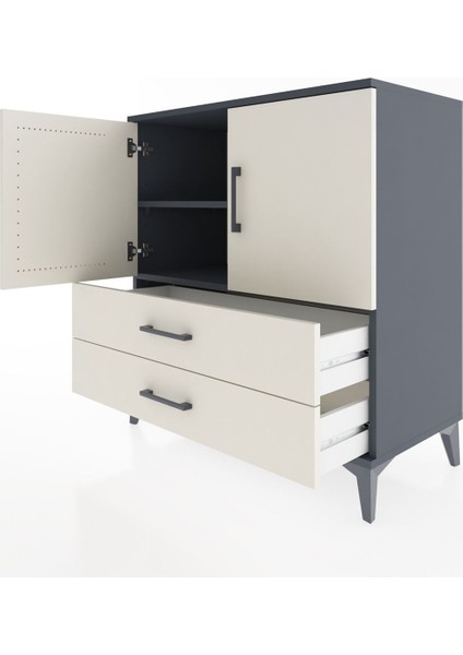 Hyperion Şifonyer 2 Raflı 2 Çekmeceli 2 Kapaklı 88X44X96 Antrasit-Aytaşı fırsatları