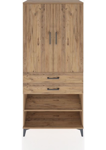 Hyperion Dolap 2 Raflı 2 Çekmeceli Tek Askılı 88X44X195 Çam-Çam