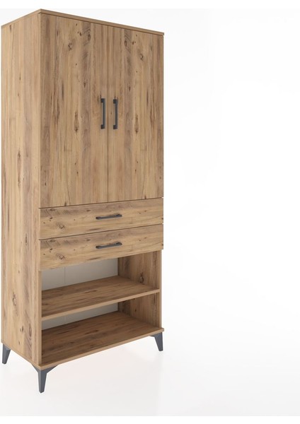Hyperion Dolap 2 Raflı 2 Çekmeceli Tek Askılı 88X44X195 Çam-Çam fiyatları