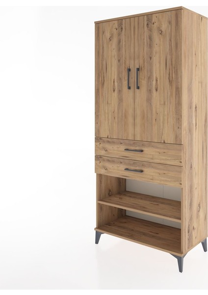 Hyperion Dolap 2 Raflı 2 Çekmeceli Tek Askılı 88X44X195 Çam-Çam modelleri