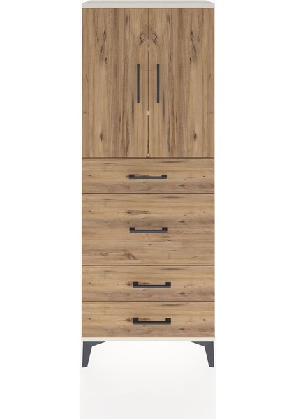 Arges Dolap 3 Raflı 4 Çekmeceli 2 Kapaklı 60X30X163 Aytaşı-Çam