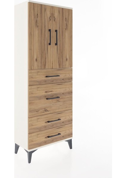 Arges Dolap 3 Raflı 4 Çekmeceli 2 Kapaklı 60X30X163 Aytaşı-Çam fiyatları