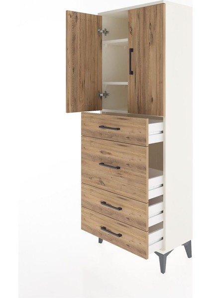 Arges Dolap 3 Raflı 4 Çekmeceli 2 Kapaklı 60X30X163 Aytaşı-Çam fırsatları