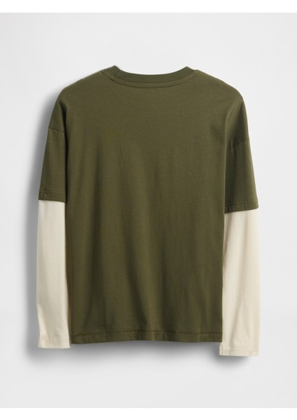 Erkek Çocuk Haki Relaxed Grafik Baskılı T-Shirt fiyatları