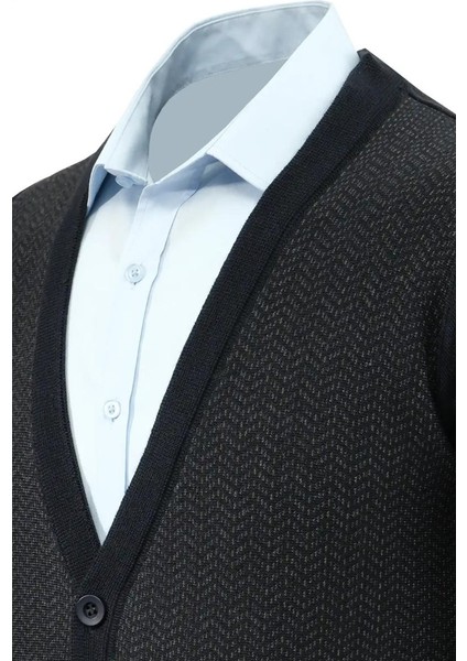 Erkek Düğmeli Hırka Cepli Çelik Örgü Klasik Kalıp 5212M BGL-ST04848 fırsatları