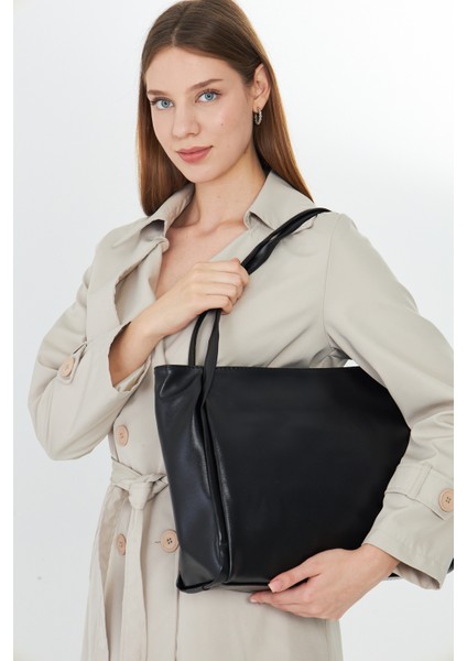 Esmarie Siyah Çift Saplı Salaş Kadın Omuz, Kol ve El Çantası