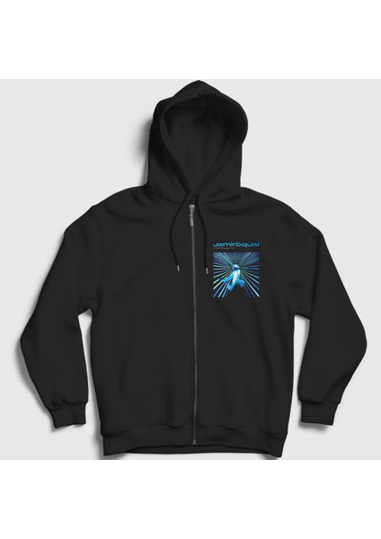 Unisex Siyah A Funk Odyssey Jamiroquai Fermuarlı Kapüşonlu Sweatshirt