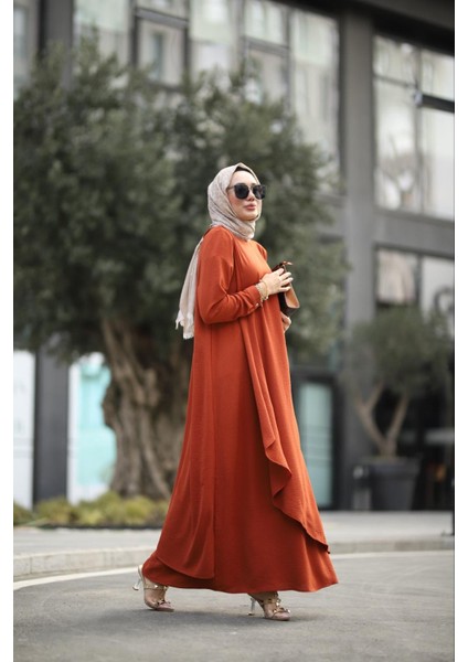 Tesettür Ayrobin Hera Elbise Kiremit