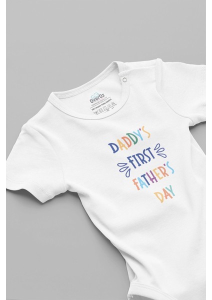 Organik %100 Pamuk Daddy's First Father's Day Babalar Günü Bebek Body Çıtçıtlı Badi Zıbın 5216