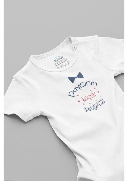 Organik %100 Pamuk Dayısının Küçük Paşası Bebek Body Beyaz Badi Çıtçıtlı Zıbın 5872